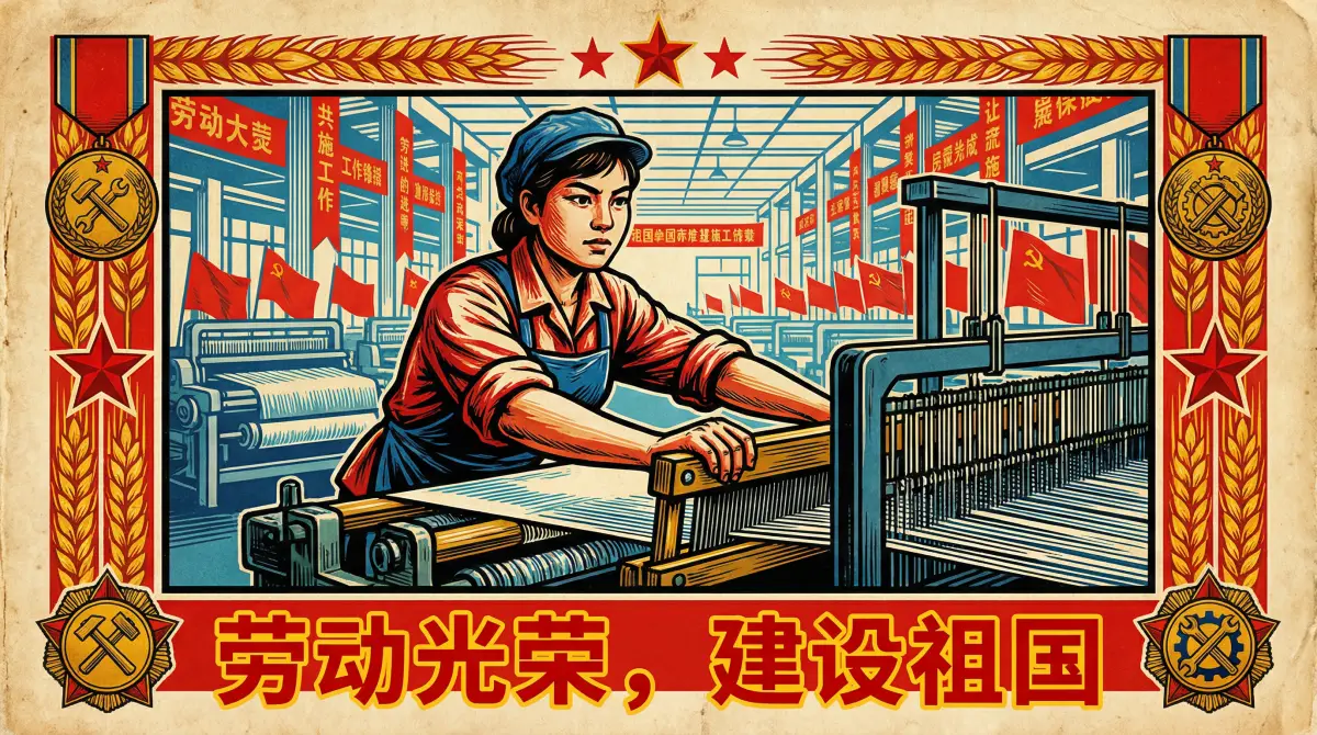 纺织女工宣传画 - 吃瓜网 巾帼劳模